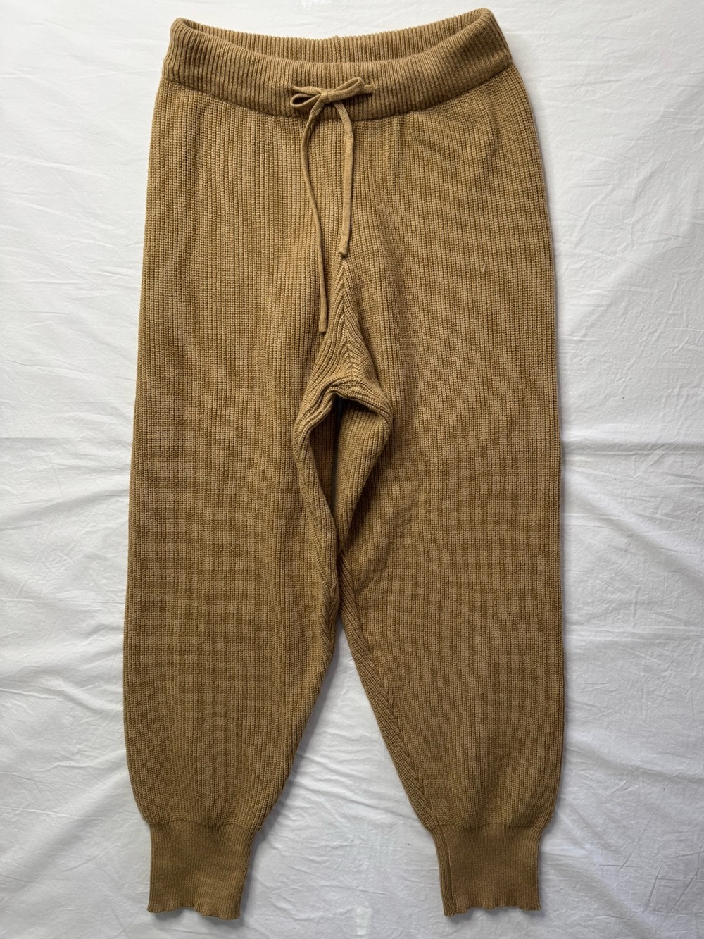 Knit Drawstring Lounge Jogger Pants - Camel